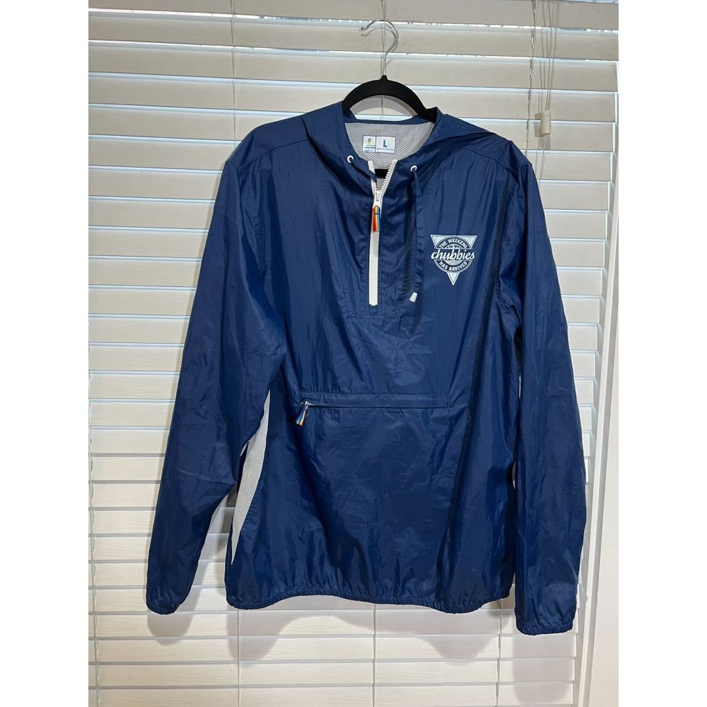 Chubbies Mens Navy Blue‎ Half Zip Windbreaker Anorak Jacket Large Mesh